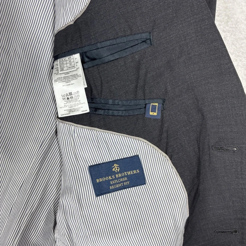 Brooks Brothers Explorer Regent Fit Black Wool Blend Sport Coat Blazer 40R